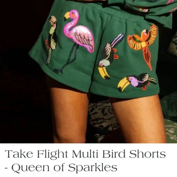 Queen of Sparkles Take Flight Multi Bird Shorts - Picture 3 of 17